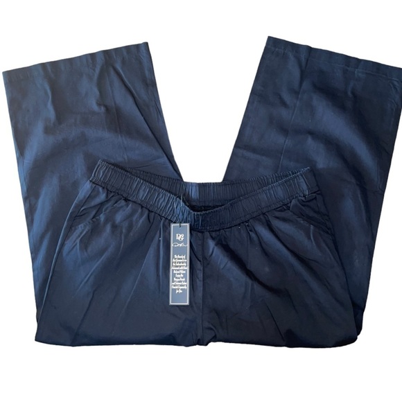 Dg2 LADIES PLUS SIZE BLACK LARGE LEG BLACK CROPPED PANTS WITH ELASTIC WAIST P1X - Picture 1 of 3